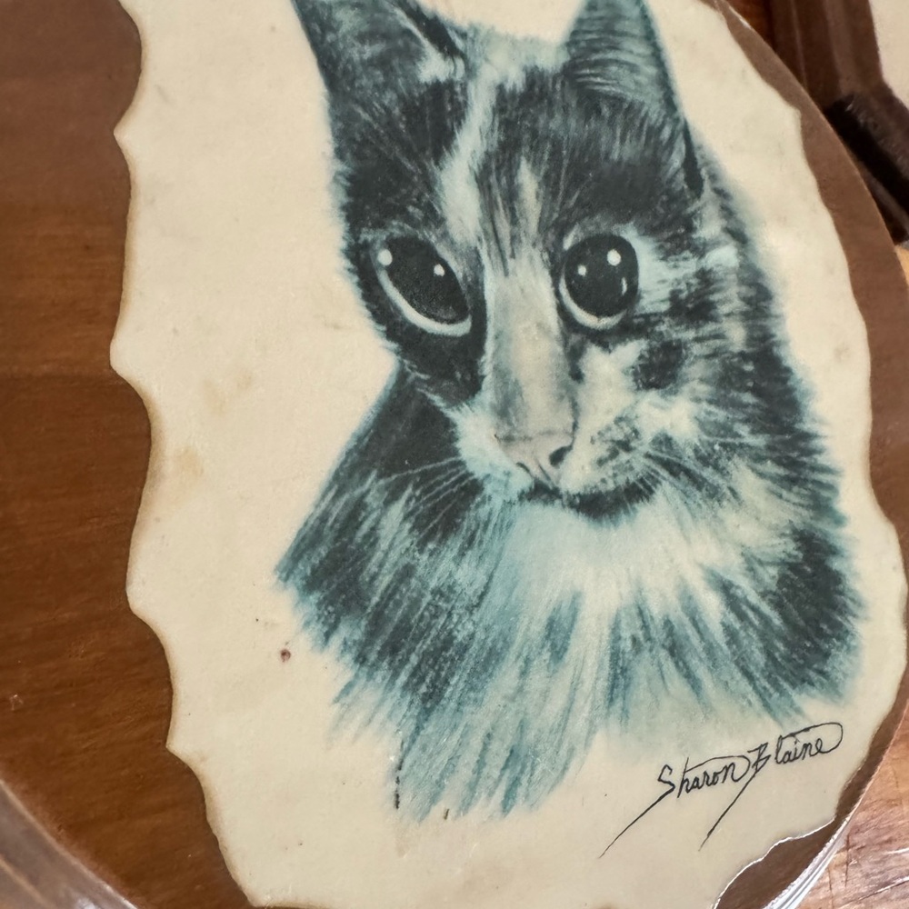 Cat Art Wall Decor Set - Blue and Brown - Picture 6 of 12